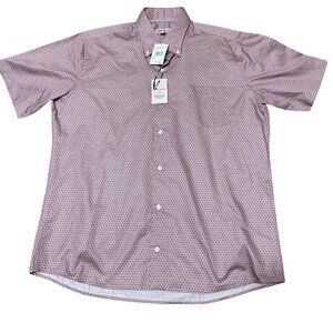 Peter Millar Geometric Design Short Sleeve Button Front Shirt Men's Sz L NWT